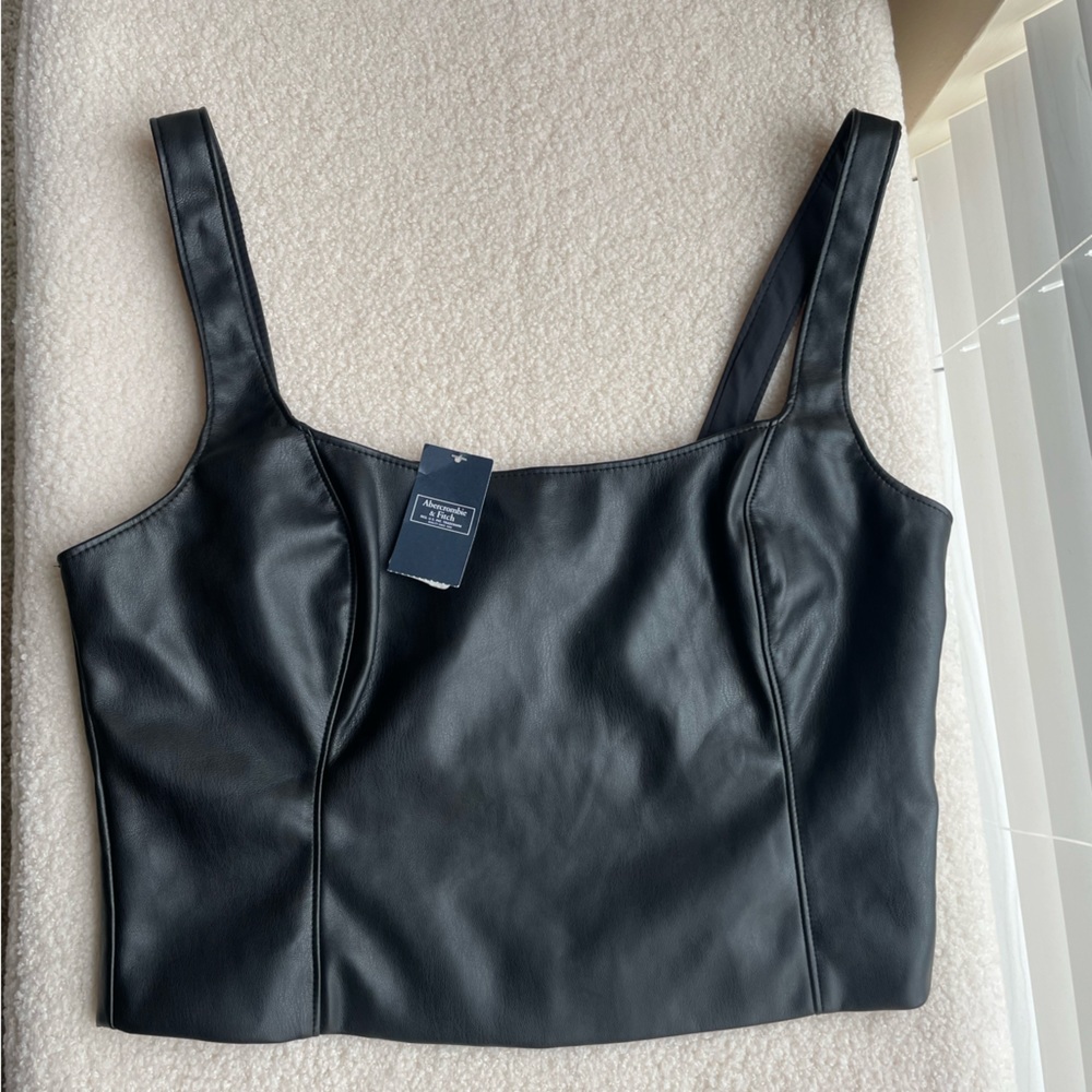 Abercrombie Black Leather Tank Top - Size M